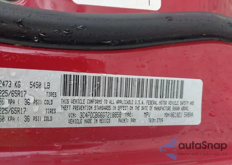 2016 Dodge Journey Sxt z USA, uszkodzony, nr VIN 3C4PDCBG6GT218858